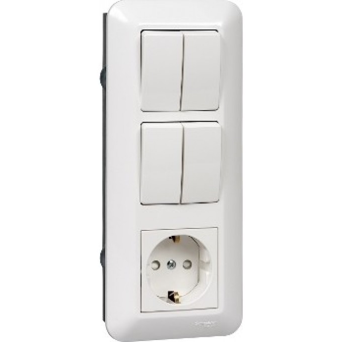 Блок SCHNEIDER ELECTRIC ПРИМА С/У: розетка с заземлением + выключатель 2-клавишный + выключатель 2-клавишный,розн.уп.Рос BK2VR-008B-BI Блок SCHNEIDER ELECTRIC ПРИМА С/У: розетка с заземлением + выключатель 2-клавишный + выключатель 2-клавишный,розн.уп.Рос BK2VR-008B-BI