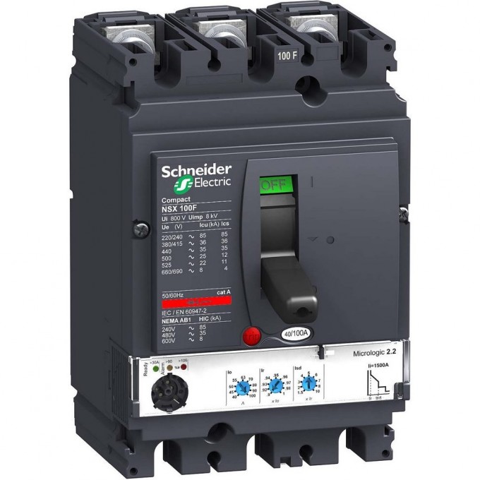 Автоматический выключатель 3П3Т SCHNEIDER ELECTRIC COMPACT MICROLOGIC 2.2 40A NSX100F LV429772 Автоматический выключатель 3П3Т SCHNEIDER ELECTRIC COMPACT MICROLOGIC 2.2 40A NSX100F LV429772