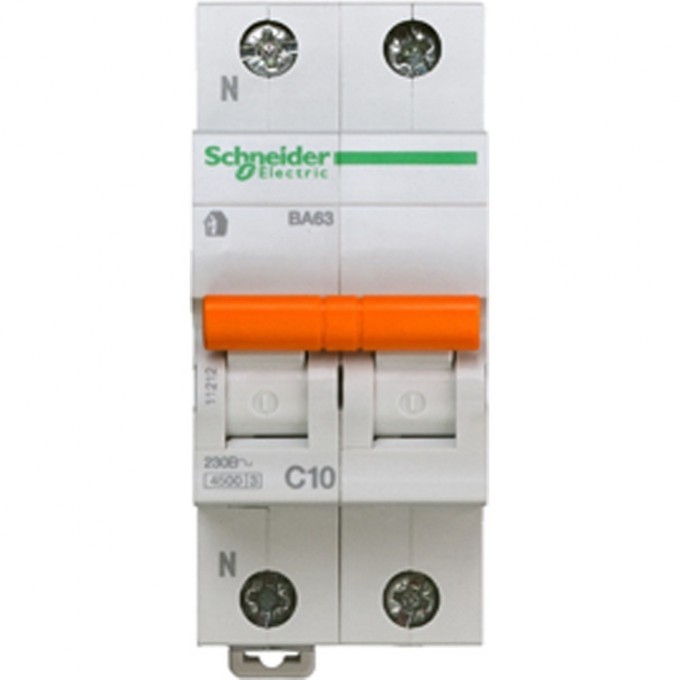 Автоматический выключатель SCHNEIDER ELECTRIC ДОМОВОЙ ВА63 1П+Н 10A C 4,5 кА, Болгария/Италия 11212 Автоматический выключатель SCHNEIDER ELECTRIC ДОМОВОЙ ВА63 1П+Н 10A C 4,5 кА, Болгария/Италия 11212