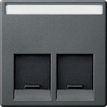 Центральная плата SCHNEIDER ELECTRIC MERTEN для розетки с разъемом RJ45 2 поста, АНТРАЦИТ, SM