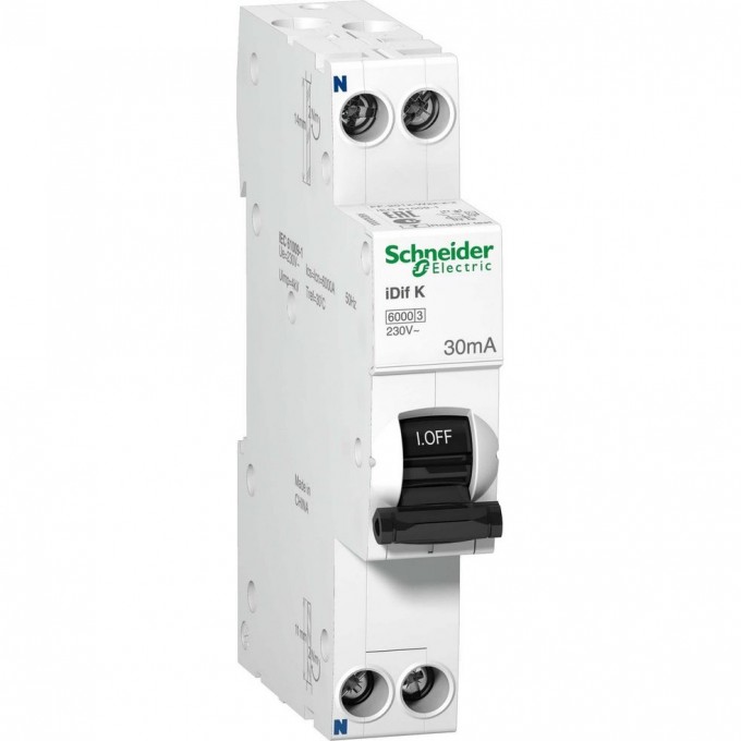 Дифференциальный автомат электронного типа SCHNEIDER ELECTRIC ACTI 9 iDif K 6КА 32A C 30МA AC A9D63632 Дифференциальный автомат электронного типа SCHNEIDER ELECTRIC ACTI 9 iDif K 6КА 32A C 30МA AC A9D63632