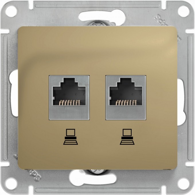 Розетка двойная компьютерная SCHNEIDER ELECTRIC GLOSSA RJ45+RJ45, кат.5E, механизм, титан GSL000485KK Розетка двойная компьютерная SCHNEIDER ELECTRIC GLOSSA RJ45+RJ45, кат.5E, механизм, титан GSL000485KK