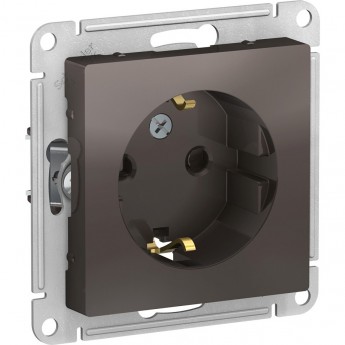 Розетка SCHNEIDER ELECTRIC ATLASDESIGN с заземлением, со шторками, механизм, мокко