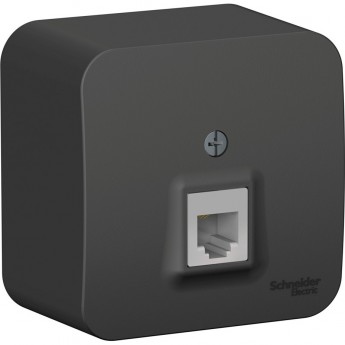 Розетка телефонная SCHNEIDER ELECTRIC BLANCA RJ11, с изолирующей пластиной, АНТРАЦИТ