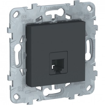Розетка телефонная SCHNEIDER ELECTRIC UNICA NEW, RJ11, одиночная, 4 контакта, антрацит
