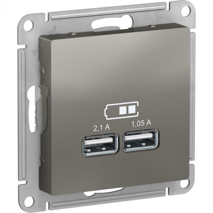 USB розетка SCHNEIDER ELECTRIC ATLASDESIGN 2х5В/1,05 А, механизм, СТАЛЬ ATN000933 USB розетка SCHNEIDER ELECTRIC ATLASDESIGN 2х5В/1,05 А, механизм, СТАЛЬ ATN000933