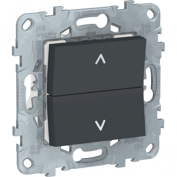 Выключатель 2-клавишный SCHNEIDER ELECTRIC UNICA NEW, для жалюзи, без фиксации, 2 х сх 4, антрацит NU520754 Выключатель 2-клавишный SCHNEIDER ELECTRIC UNICA NEW, для жалюзи, без фиксации, 2 х сх 4, антрацит NU520754