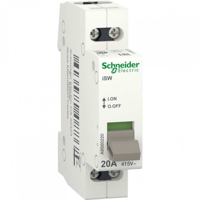 Выключатель нагрузки SCHNEIDER ELECTRIC ACTI 9 iSW 2П 20A A9S60220 Выключатель нагрузки SCHNEIDER ELECTRIC ACTI 9 iSW 2П 20A A9S60220