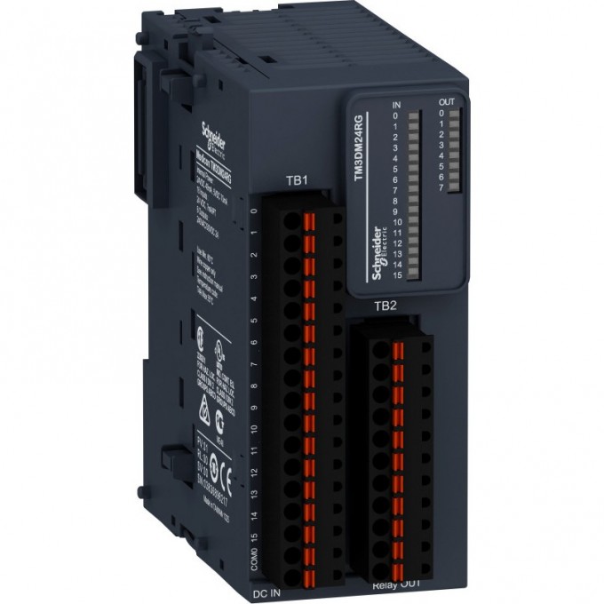 Дискретный модуль расширения SCHNEIDER ELECTRIC MODICON ТМ3- 24 вх/вых, реле, пружинные клеммы TM3DM24RG Дискретный модуль расширения SCHNEIDER ELECTRIC MODICON ТМ3- 24 вх/вых, реле, пружинные клеммы TM3DM24RG
