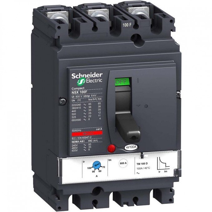 Автоматический выключатель 3П3Т SCHNEIDER ELECTRIC COMPACT TM80D NSX100F LV429631 Автоматический выключатель 3П3Т SCHNEIDER ELECTRIC COMPACT TM80D NSX100F LV429631