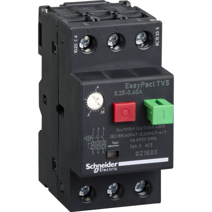Автоматический выключатель SCHNEIDER ELECTRIC EASYPACT 0,25-0,4A GZ1E03 Автоматический выключатель SCHNEIDER ELECTRIC EASYPACT 0,25-0,4A GZ1E03